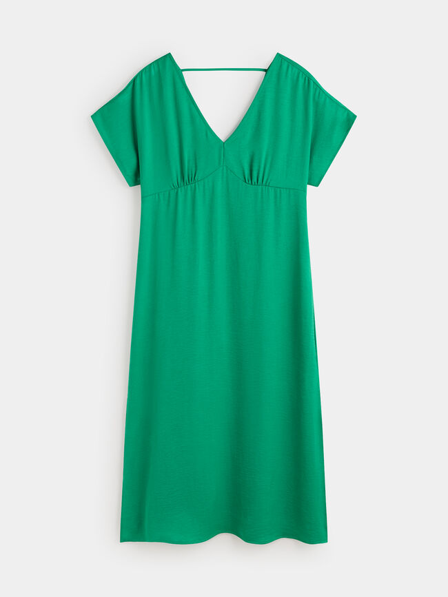 Vestido fluido satinado Verde Brillante