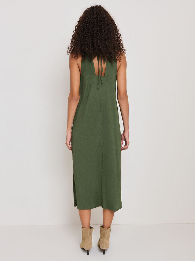 VESTIDO DETALLE verde militar