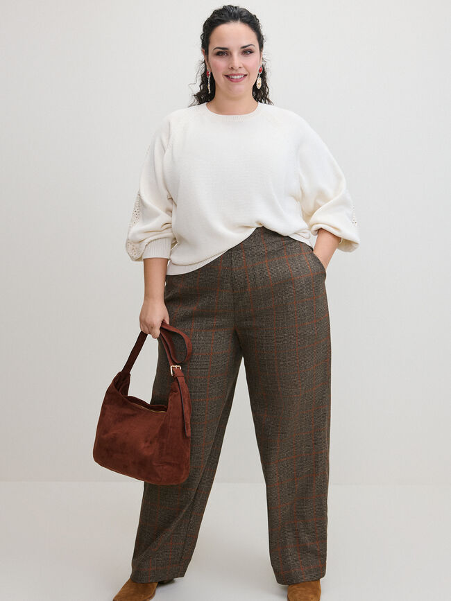PANTAL&Oacute;N LARGO CUADROS Marron