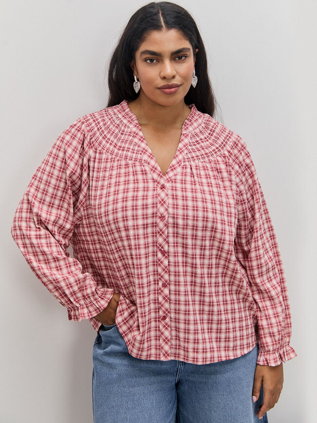 BLUSA CUADROS CANESÚ Rosa