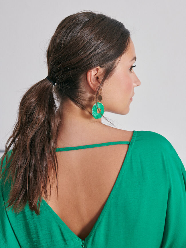 Vestido fluido satinado Verde Brillante