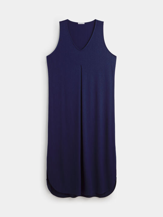 VESTIDO FLAM&Eacute; PLIEGUE ESCOTE Azul Marino image number null