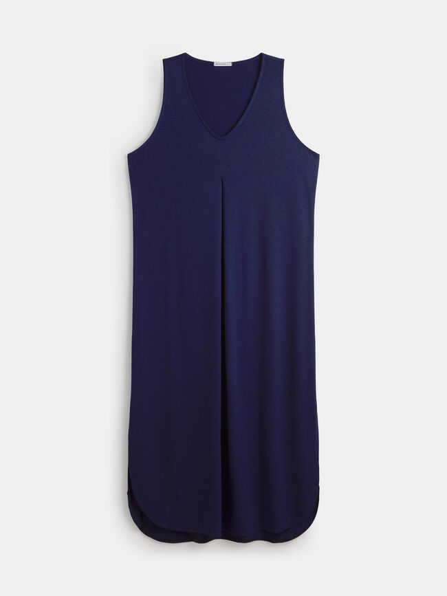 VESTIDO FLAM&Eacute; PLIEGUE ESCOTE Azul Marino
