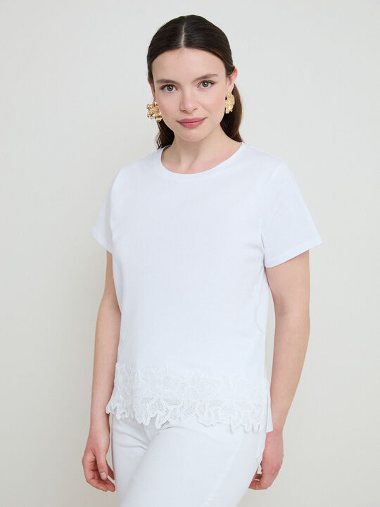 CAMISETA CROCHET BAJO Blanco Optico image number null