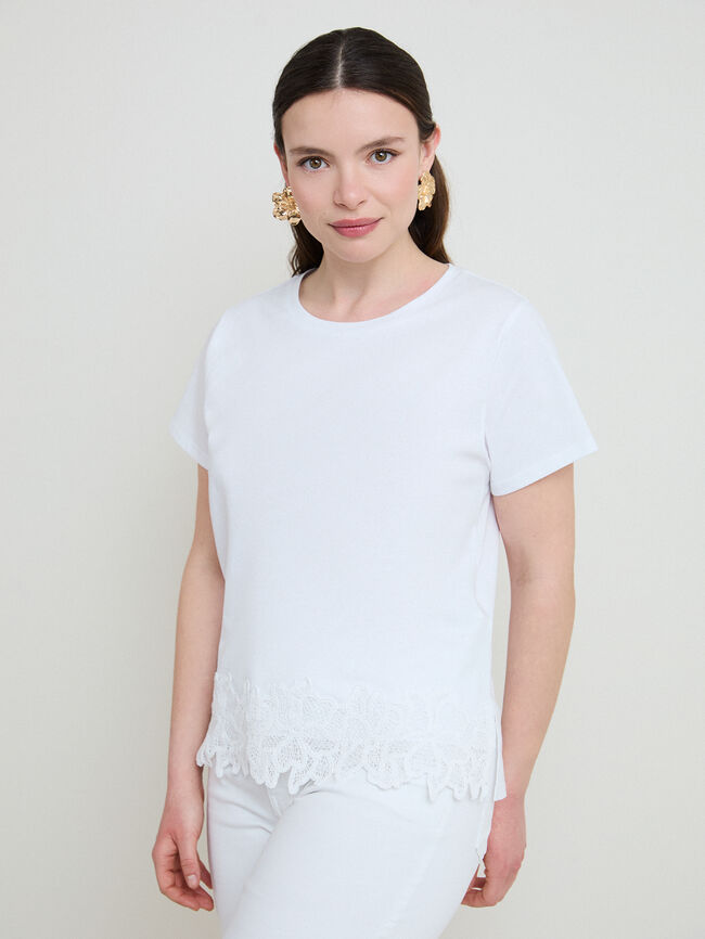 CAMISETA CROCHET BAJO Blanco Optico