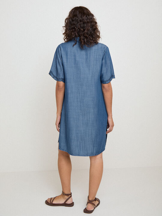 VESTIDO CORTO BORDADO Dark blue image number null