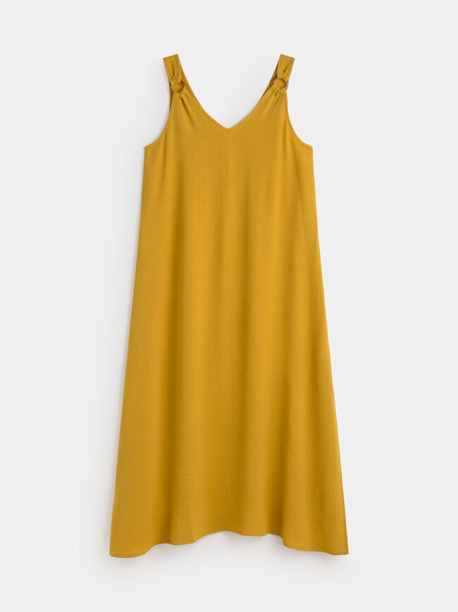 VESTIDO ANILLAS TIRANTE Mostaza
