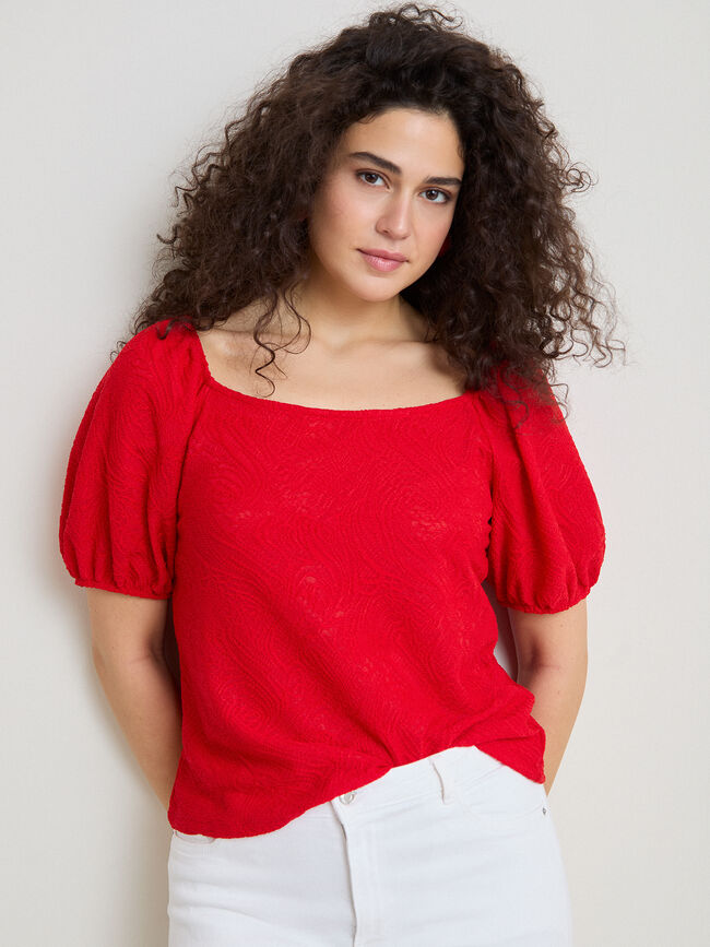 CAMISETA MESONERA JACQUARD Rojo