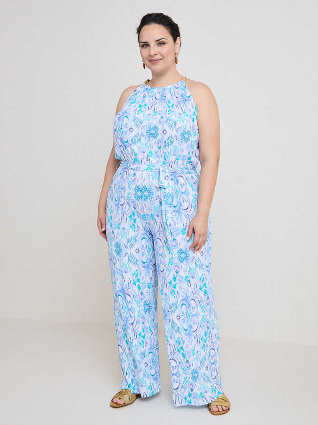 MONO PLEATED ESTAMPADO Azul Riviera