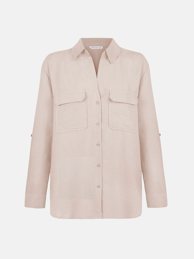 Camisa con bolsillos Beige
