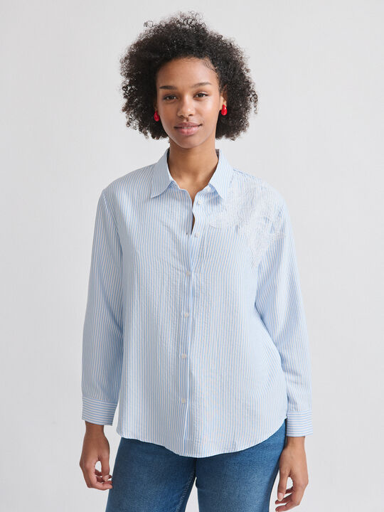 CAMISA APLIQUE BORDADO Blanco Optico image number null