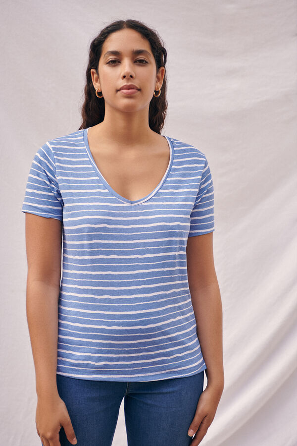 Camiseta cuello pico estampada Estampado 1