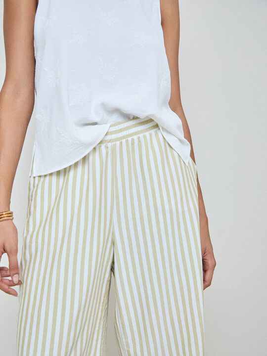 PANTAL&Oacute;N CULOTTE RAYAS Verde image number null