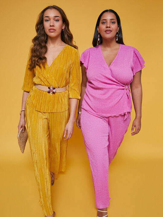pantalon plisado Fucsia Oscuro image number null