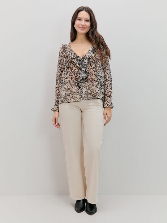 BLUSA VOLANTE Beige image number null