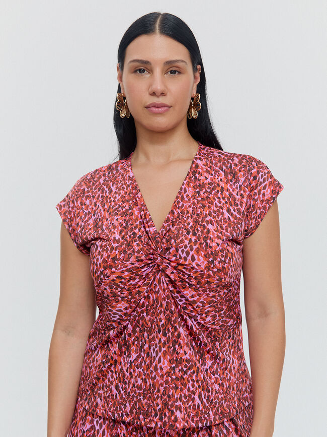 CAMISETA NUDO ESTAMPADA Fucsia