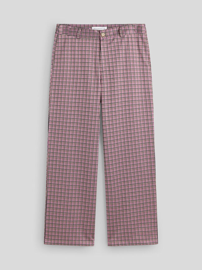 Pantalón traje cuadros Rosa Medio