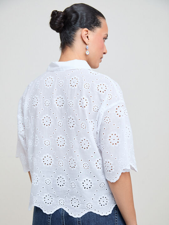 CAMISA BORDADA Blanco Optico image number null