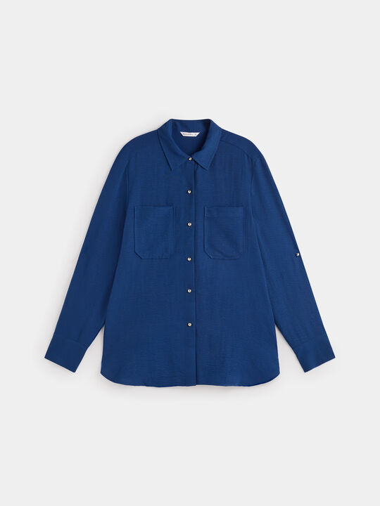 BLUSA CAMISERA Azul Marino image number null