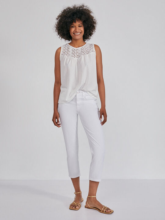 Top combinado encaje Blanco Optico image number null
