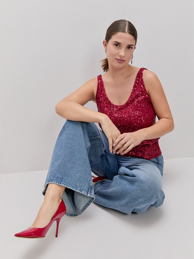 TOP LENTEJUELAS Rojo