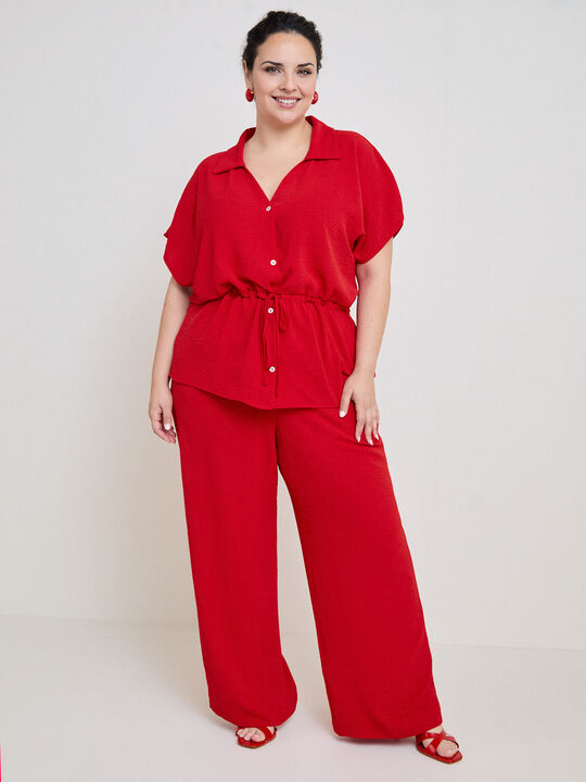 PANTALON ANCHO FLUIDO Rojo image number null