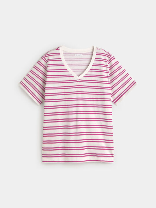 CAMISETA CUELLO PICO Rayas 2 image number null