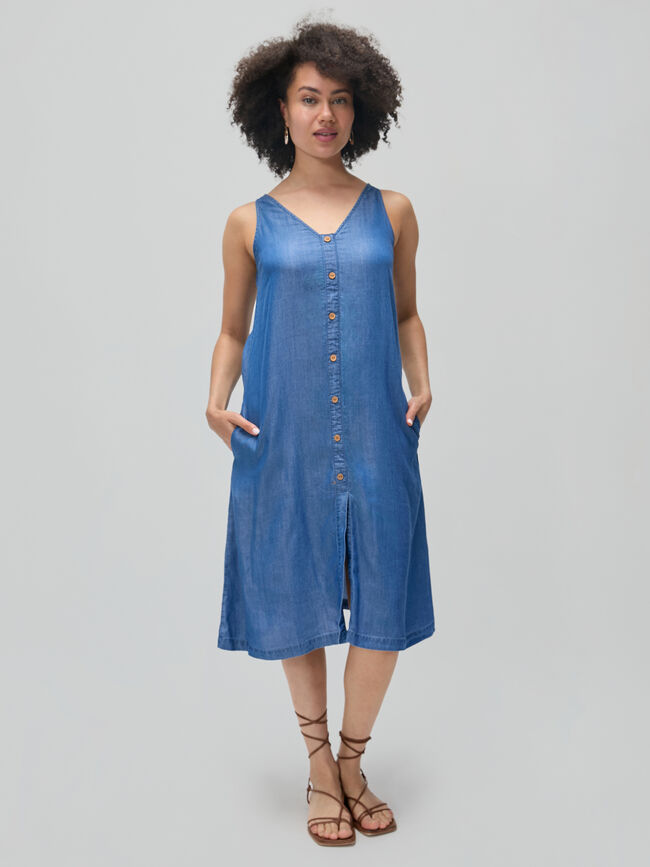 VESTIDO LYOCELL BOTONES Mid blue
