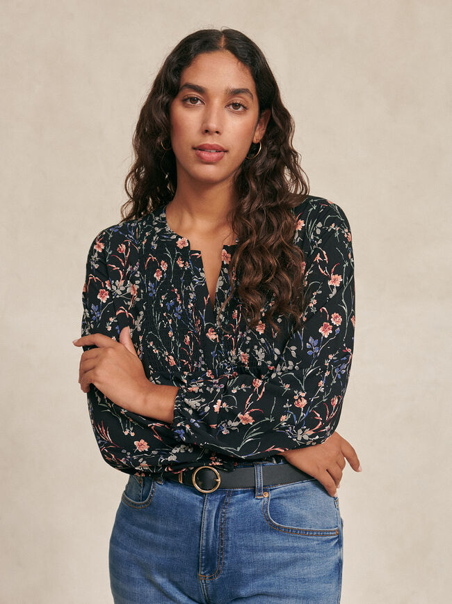 Blusa nido de abeja Negro