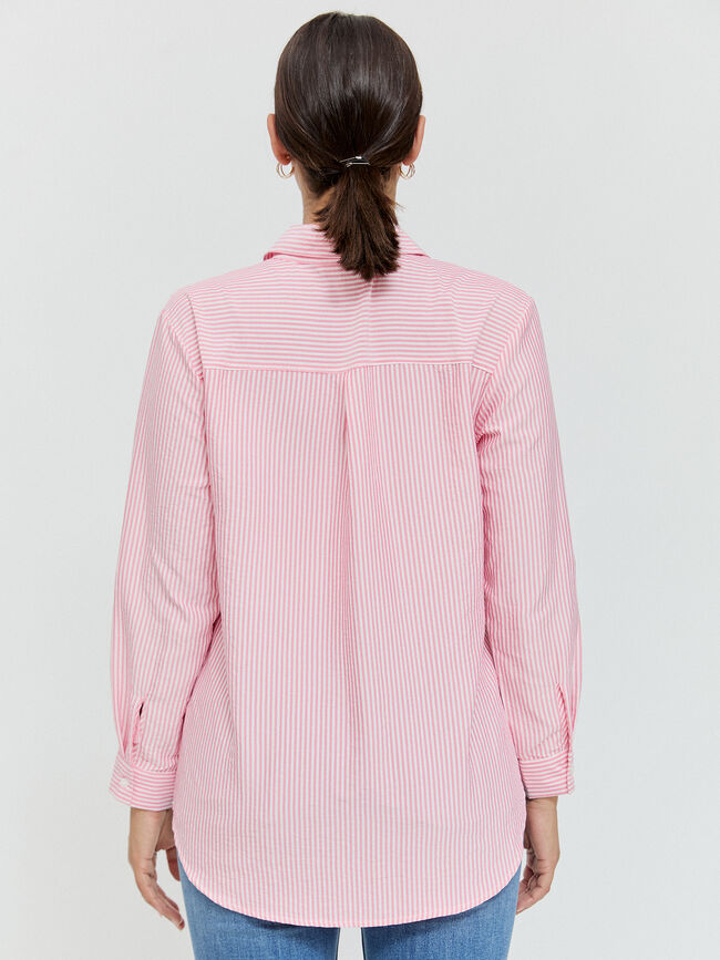 CAMISA RAYAS BOLSILLOS Rosa