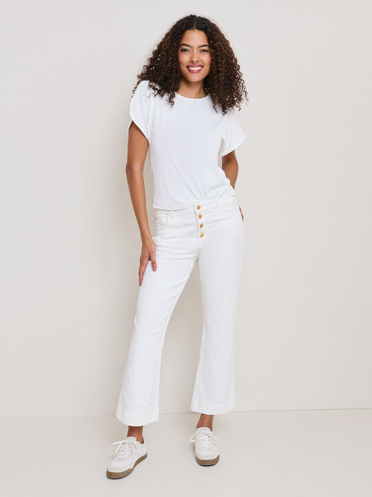 PANTALON DENIM ACAMPANADO Blanco Optico image number null