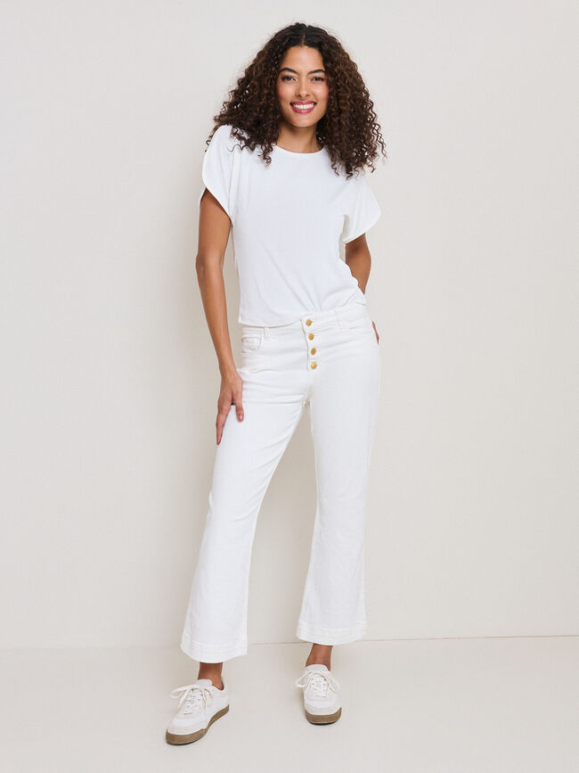 PANTALON DENIM ACAMPANADO Blanco Optico
