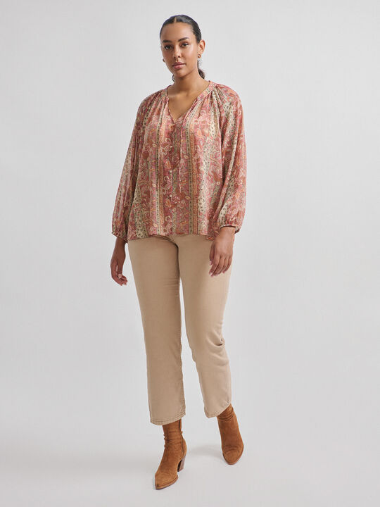 BLUSA ESTAMPADA FLUIDA Crudo image number null
