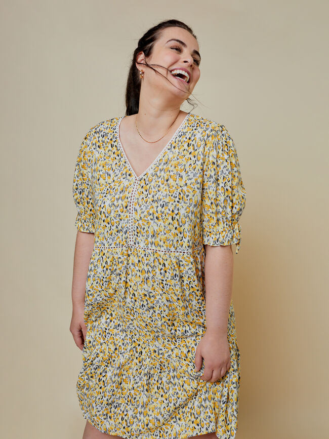 Vestido estampado detalle mangas Geranio