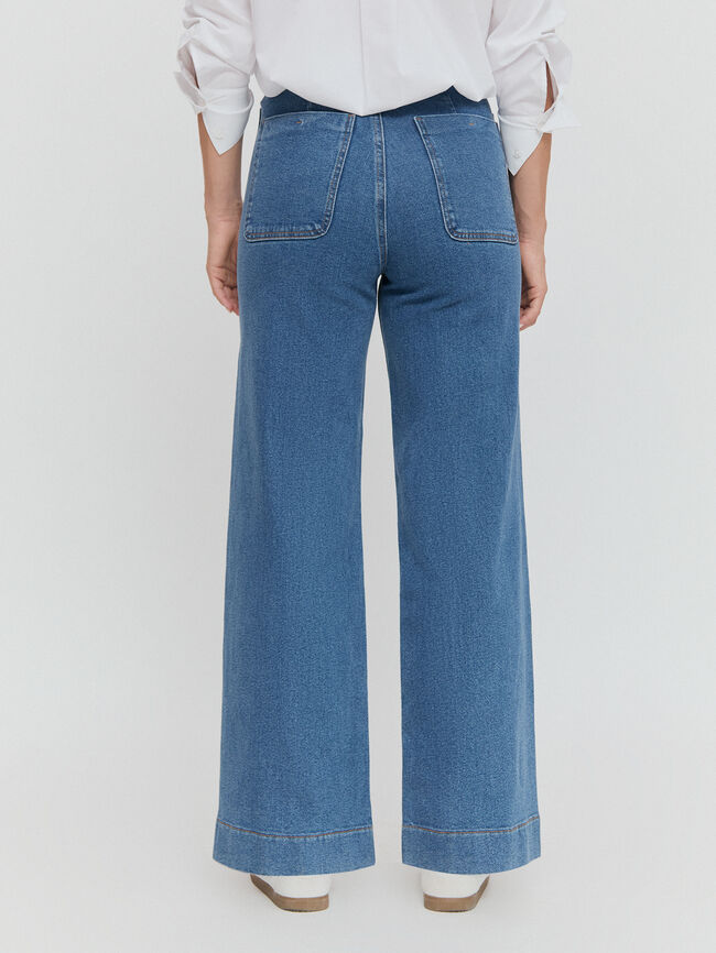 WIDE LEG BOLSILLOS Mid blue