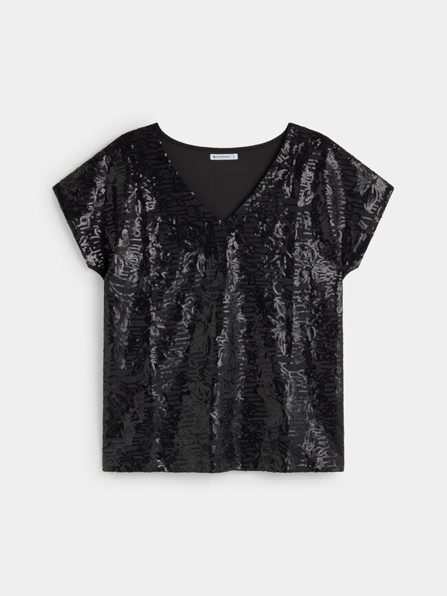 CAMISETA LENTEJUELAS Negro