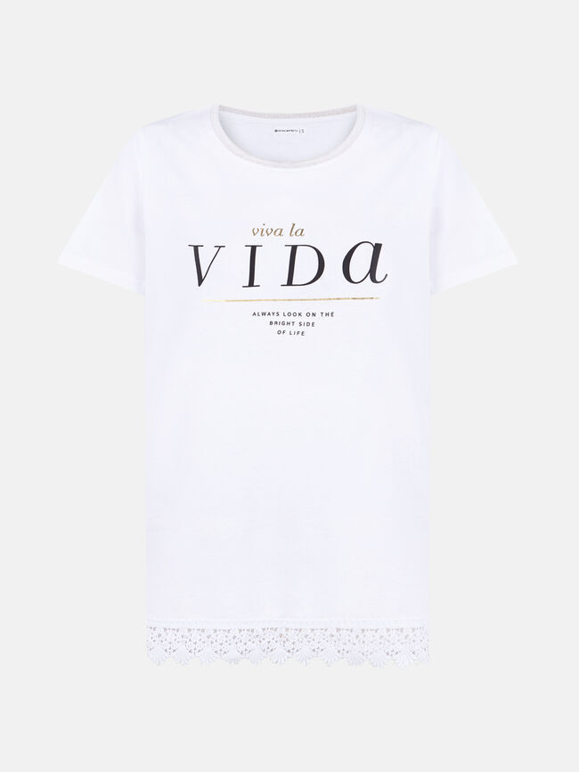 Camiseta texto 100% algodón Blanco Optico
