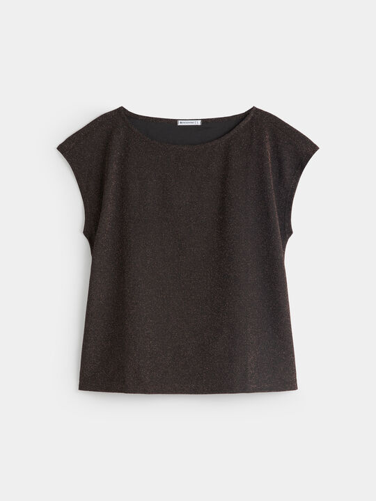 CAMISETA DETALLE BRILLO Marron image number null