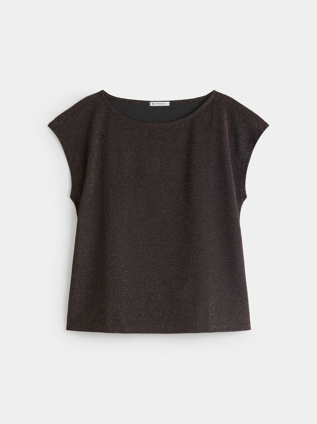 CAMISETA DETALLE BRILLO Marron
