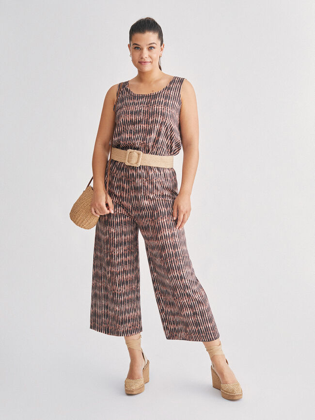 pantalón palazzo estampado Marron Oscuro