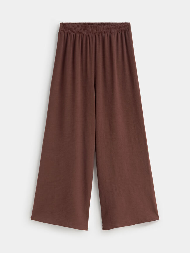 PANTALON ANCHO FLUIDO Marron Medio