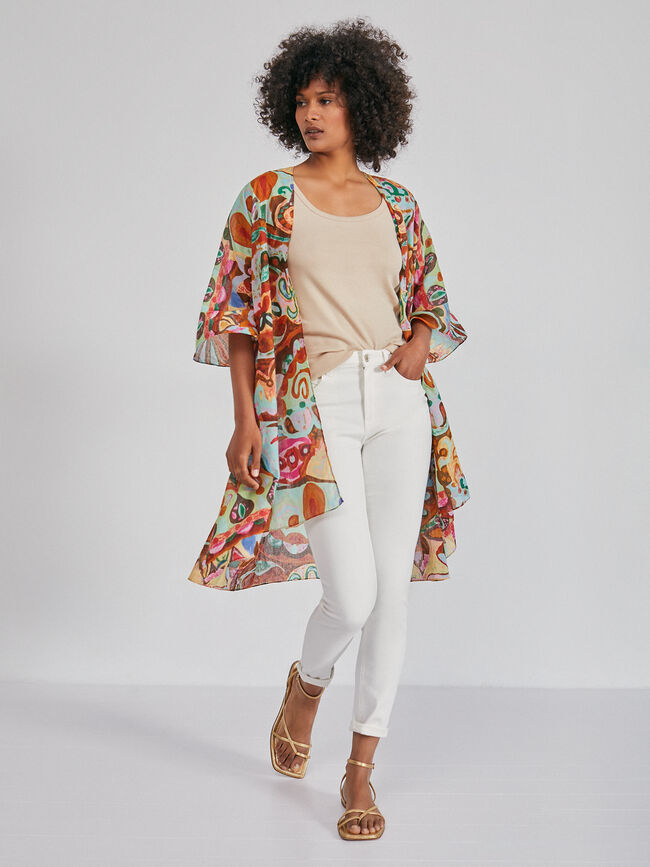 caftán fluido estampado Multicolor