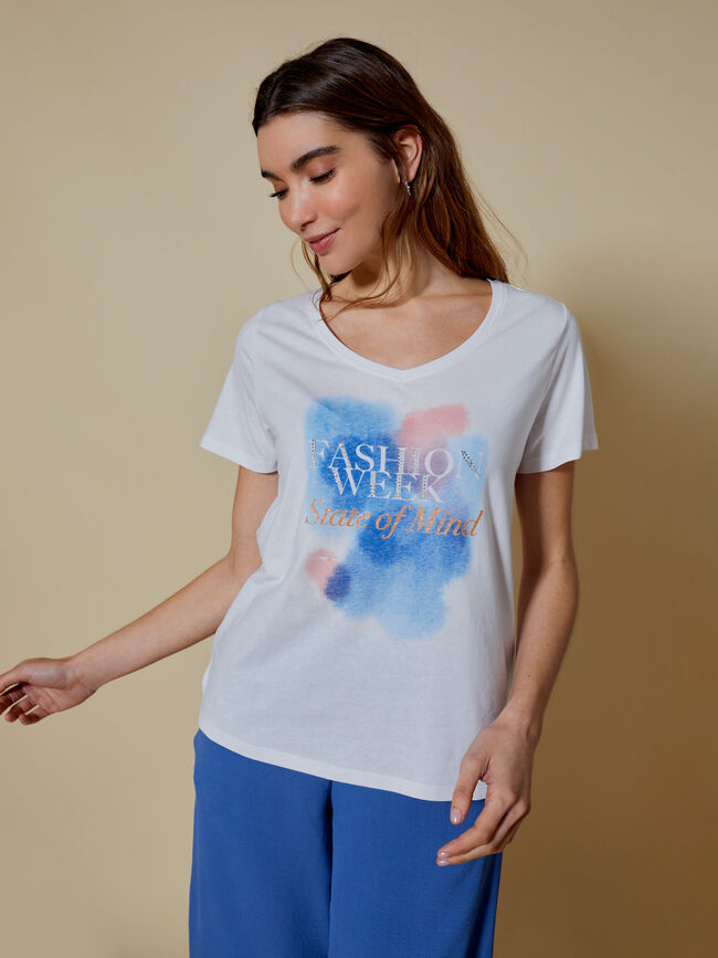 Camiseta detalle estampado mensaje Blanco Optico