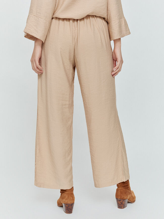 PANTALON ANCHO FLUIDO Beige Tostado