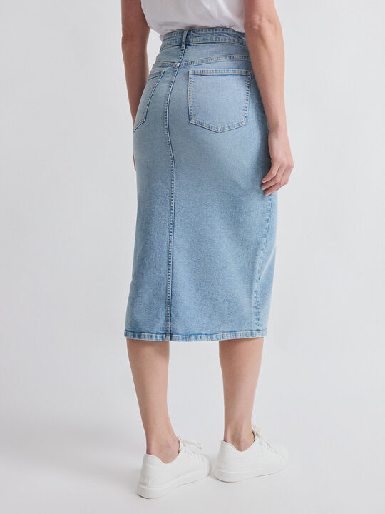 FALDA VAQUERA MIDI Mid blue image number null