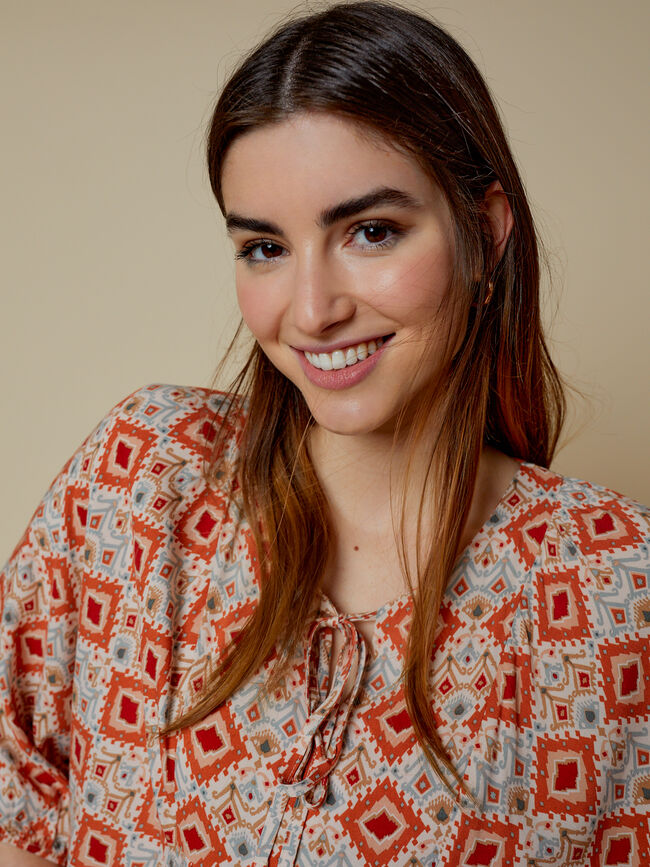 Vestido manga volumen Naranja quemado