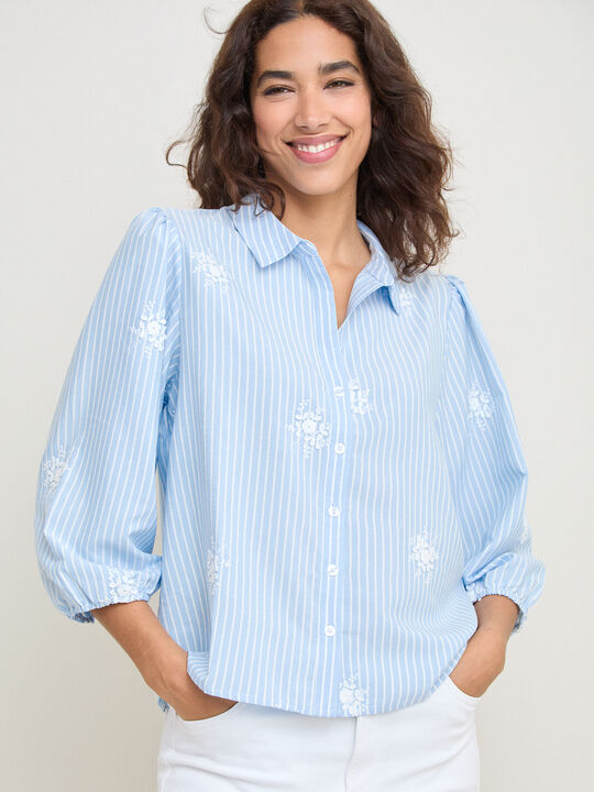 CAMISA ABLUSONADA FLORES Blanco Optico image number null