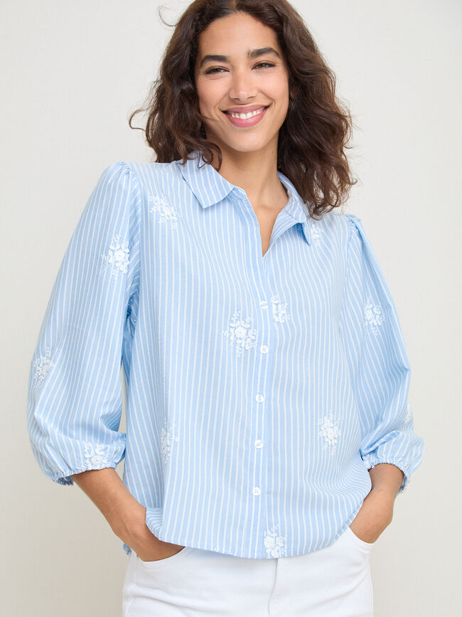 CAMISA ABLUSONADA FLORES Blanco Optico