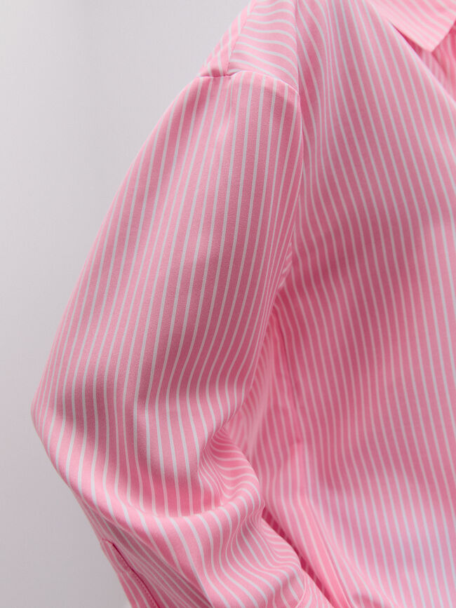 CAMISA RAYAS OVERSIZE Rosa Medio