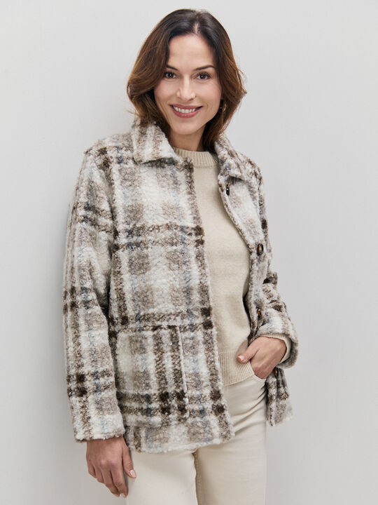 ABRIGO CUADROS RIZO Crudo image number null